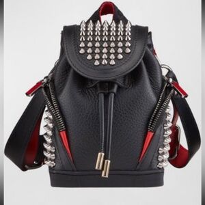 Christian Louboutin, explorafunk small calf leather spiked back pack.Made Italy